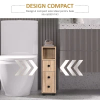 kleankin Dulap Coloană de Baie, Turn de Depozitare Slim pe 4 Roți pentru Spații Înguste, Design Compact, Stejar(m-6)