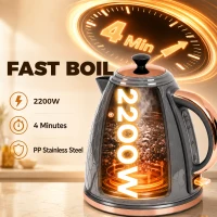 HOMCOM Czajnik, 2200W, okienko, filtr, szybkie gotowanie, szary(m-4)