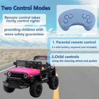 12V Auto elettrica per bambini, telecomando parentale e modalità di guida manuale, 96x59,2x58 cm, Rosa(m-5)