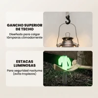 Outsunny Tienda de Campaña Inflable con Mosquitera Vestíbulo Bomba para 3–4 Personas UPF30+ Bolsa Montaje Rápido Impermeable(m-9)