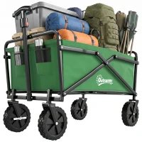 Outsunny Carro Plegable Carretilla de Transporte con Mango Ajustable Rueda Universal Freno para Jardín Camping Marco Acero Carga 40 kg 83x50x69-99 cm(m-1)
