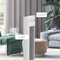 HOMCOM Zuilventilator 50W met Afstandsbediening stille 3 snelheden Timer en 85° Oscillatie 30 x 30 x 78 cm wit(m-8)