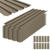 Outsunny Juego de 12 Paneles para Tejado de Acero Galvanizado 7m² para Caseta de Herramientas Cobertizo 129x45cm Marrón(m-11)