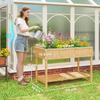 Outsunny Huerto Urbano de Madera Mesa de Cultivo con Estante Inferior Jardinera Elevada para Cultivo 110x46x76 cm Natural(m-3)
