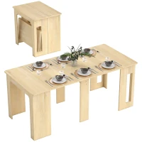 HOMCOM Eettafel, klaptafel, uitschuifbare keukentafel, eetkamertafel, spaanplaat, 60-180 x 85 x 75 cm, naturel(m-11)