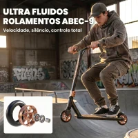 SPORTNOW Trotinete Acrobática com Guiador 360° Rolamentos ABEC-9 Rodas de PU de 120 mm Estrutura de Alumínio 66x47x81 cm Dourado(m-5)