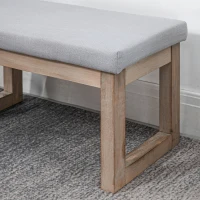 HOMCOM Voetenbank in Scandinavisch design, zithocker, voetenbank, 68 cm x 38 cm x 42 cm, grijs + natuurlijk(m-10)