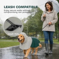 PawHut Dog Raincoat with Hood, Waterproof & Breathable Rain Jacket with Leash Hole, for Large Dogs, Green, L(m-7)