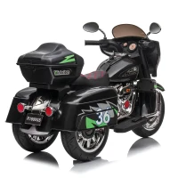 Moto elettrica 12V per bambini, ampio vano portaoggetti e sedile morbido in PU, 110x48x68 cm, Nero(m-6)