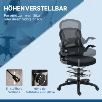 Vinsetto tekenstoel, in hoogte verstelbare bureaustoel, ergonomische draaistoel(m-4)