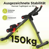 Allenatore per addominali, regolabile, multifunzionale & pieghevole, ruote silenziose & imbottitura in schiuma, 122L x 50P cm, 122x50x0 cm, Nero(m-6)