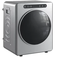 HOMCOM 5kg luchtafvoerdroger, 1000W compacte vrijstaande voorlader met RVS trommel, timer, zilver(m-15)