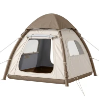 Outsunny Tienda de Campaña Inflable con Mosquitera Vestíbulo Bomba para 3–4 Personas UPF30+ Bolsa Montaje Rápido Impermeable(m-11)