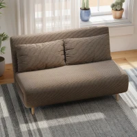 HOMCOM Slaapbank, logeerbed, 3-standen verstelbare rugleuning, cordstof, tot 120 kg, 141 x 90 x 81 cm, donkerbruin(m-8)