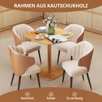 HOMCOM Eettafel, 70 x 70 cm keukentafel voor 4 personen van rubberhout voor keuken, eetkamer, naturel(m-4)
