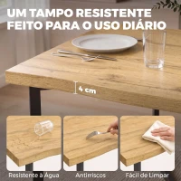 HOMCOM Mesa de Jantar para 2 Pessoas com Tampo Espesso, Pernas Metálicas, Estilo Moderno, 110x67x75,5 cm, Carvalho(m-5)
