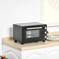 HOMCOM Horno Sobremesa de 21L 1400W Mini Horno Eléctrico Temporizador hasta 60min y Temperatura Regulable hasta 230℃ Negro(m-2)