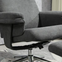 HOMCOM Relaxfauteuil met Voetenbank, Verstelbare Rugleuning, Fluweelachtig, Tot 150 kg, Antraciet(m-8)