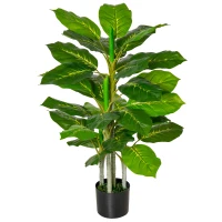 HOMCOM Kunstboom 95 cm kunstplant met 33 bladeren, pot voor woonkamer(m-10)