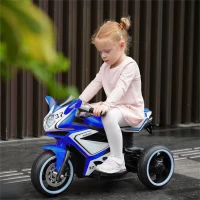 Moto elettrica per bambini, ruote luminose, marcia avanti/indietro e indicatore batteria in tempo reale, 78,1x40,6x51,5 cm, Blu(m-5)