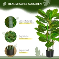 HOMCOM Kunstboom 95 cm kunstplant met 33 bladeren, pot voor woonkamer(m-5)