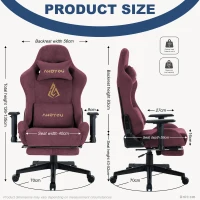 Sedia da gaming con poggiapiedi, in similpelle scamosciata traspirante, regolabile in altezza con molla a gas, girevole, 70x70x135 cm, Rosso(m-1)