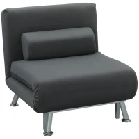 HOMCOM Opklapbare stoel met bedfunctie, opvouwbare relaxstoel in velvet-look, Verstelbare rugleuning, 75 x 70 x 75 cm, Donkergrijs(m-1)