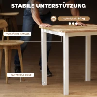 HOMCOM Eettafel van rubberhout, voor maximaal 4 personen, antislip pads, natuurlijk hout(m-7)
