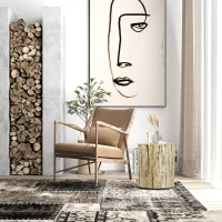 HOMCOM Bijzettafel in Boomstamontwerp, weerbestendig, voor Binnen & Buiten, Beton, Ø37 x 43 cm(m-9)