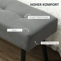 HOMCOM Gestoffeerde Bank met Ribstof, Bedbank met Metalen Poten, Schoenenbank 100 x 36 x 45 cm Grijs(m-4)