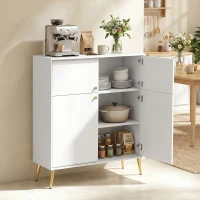 HOMCOM Modernes Sideboard, 105,4 cm Buffet mit Metallfüßen, für Esszimmer & Küche, Cremeweiß(m-7)