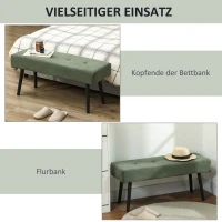 HOMCOM Gestoffeerde Bank met Corduroy Bekleding, Bedbank met Metalen Poten, Schoenenbank - 100 x 36 x 45 cm - Groen(m-6)
