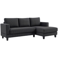 HOMCOM Hoekbank, L-vormige 3-zitsbank met Chaise Longue, Houtconstructie, 8 Poten, Corduroy Stof, Schuimstofbekleding, Grijs