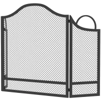 HOMCOM Parachispas para Chimenea Plegable de 3 Paneles, en Metal Pintado, Listo para Usar, 122x1x74 cm, Negro(m-7)