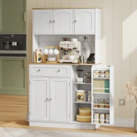 HOMCOM 173 cm Tall Kitchen Cupboard with Charging Station, Pantry Storage Cabinet with Adjustable Shelves and 5 Door Racks(m-2)