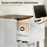 HOMCOM Arquivador com 4 Gavetas com Trilho Suspenso para A4 e Carta 40x40x131 cm Branco(m-7)