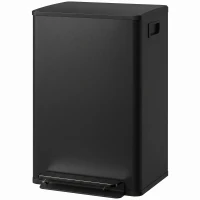 HOMCOM Küchenabfalleimer 50 l, Treteimer, herausnehmbarer Einsatz, Soft-Close-Deckel, 41,7x36,6x62cm, schwarz(m-7)