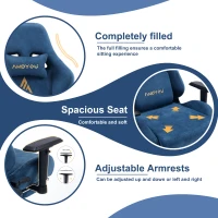 Sedia da gaming con poggiapiedi, in similpelle scamosciata traspirante, regolabile in altezza con pistone a gas, girevole, 70x70x135 cm, Blu(m-5)