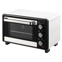 HOMCOM Horno Portátil 16L 1400W con 3 Modos de Calor Temporizador Bandeja de Horneado y Rejilla 44x32x28,1 cm Blanco y Negro(m-12)