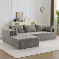 Divano angolare a L modulare con chaise longue, salvaspazio, design minimalista, seduta profonda, 279x179x83 cm, Grigio(m-2)