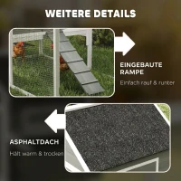 PawHut Hühnerstall aus Holz mit Auslauf Nistkasten Asphaltdach herausziehbar Tablett für 4-6 Hühner 347x160x150 cm Dunkelgrau(m-8)