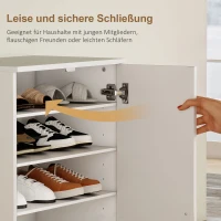 HOMCOM Schoenenkast met Soft-Close Scharnieren, Verstelbare Planken, 6-niveau Schoenenrek voor de Gang, Entree, voor 14 Paar, 55 x 35 x 108 cm, Hout, Wit(m-6)