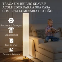 HOMCOM Candeeiro de Pé para Sala com Casquilho E27 Máx. 40 W, Abat-Jour em Linho e Estrutura Metálica, 15x15x120 cm, Cinzento(m-6)