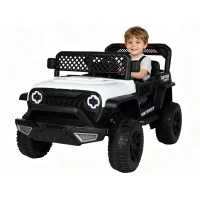 Auto elettrica per bambini 12V, telecomando per genitori e modalità di guida manuale, 96x59,2x58 cm, Bianco(m-5)