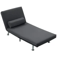 HOMCOM Opklapbare stoel met bedfunctie, opvouwbare relaxstoel in velvet-look, Verstelbare rugleuning, 75 x 70 x 75 cm, Donkergrijs(m-10)