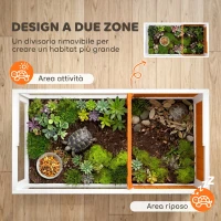 PawHut Casetta Tartarughe Rialzata con Divisorio, Vassoio Estraibile, in Legno e PS, 104x53x82 cm, Arancione e Bianco(m-4)