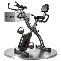 SPORTNOW 3-in-1 Opvouwbare Hometrainer Fiets Stil Lig-ergometer met LCD Monitor Bluetooth Hartslagmeter Weerstandsband(m-15)