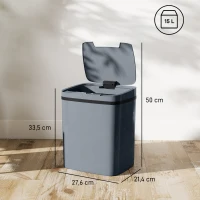 HOMCOM Sensor Prullenbak 15L Automatische prullenbak met twee openingsmodi, voor kantoor, keukens, 27,6 x 21,4 x 33,5 cm, grijs(m-3)