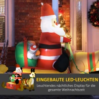 HOMCOM Opblaasbare Kerstdecoratie, Kerstman met Slee en Rendier, met LED-Lichten, voor de Tuin(m-4)