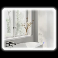 HOMCOM LED-badkamerspiegel met Bluetooth 70 x 90 cm, aanraakschakelaar, verstelbaar licht, 3 kleuren, anti-condens, geheugen, zilver(m-11)